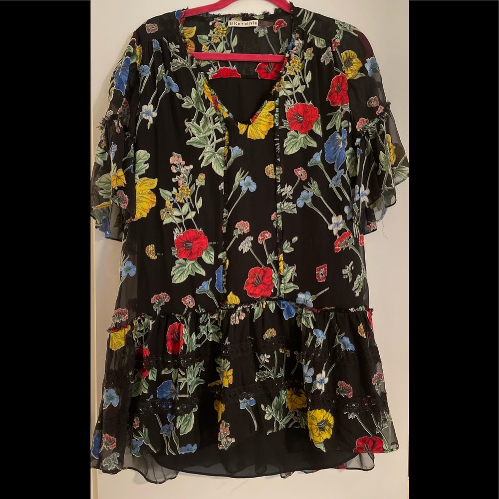Alice & Olivia floral silk dress size S/P